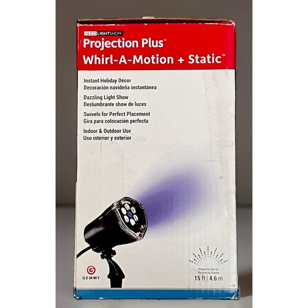 LED LIGHT SHOW Christmas PROJECTION PLUS WHIRL-A-MOTION+STATIC (Let It Snow)